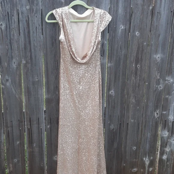 Sorella Vita SV Gold Sequin Dress Low Back Size 10 Gorgeous Gown Bridal Prom - Picture 9 of 16